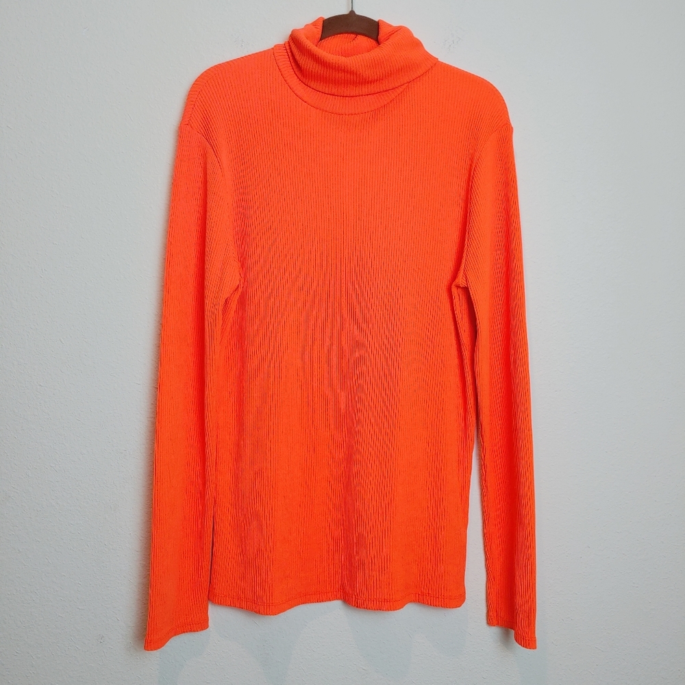 2/$25 Zara Neon Orange Ribbed Turtleneck Sweater